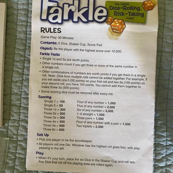 Farkle Game Preowned  complete set - Picture 7 of 7